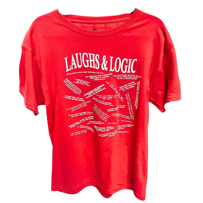 Laugh & Logic Tee | Red | Unisex | Funny Nebraska T-Shirt | Soft Material | Perfect For Any Nebraska Native Or Friend | 50% Cotton | 50% Polyester