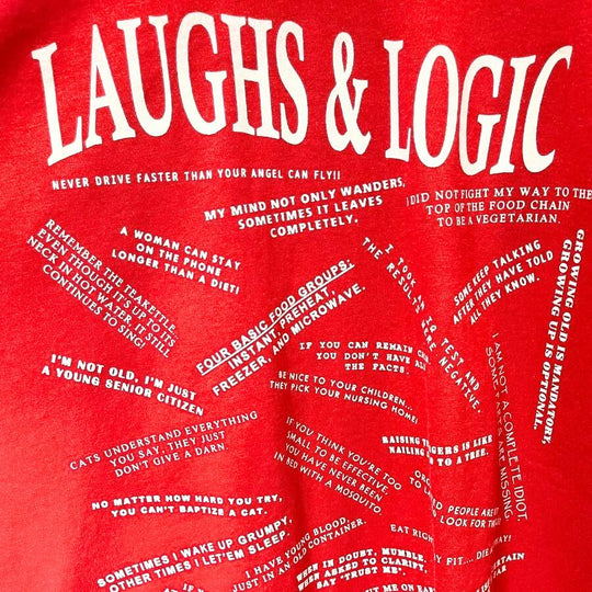 Laugh & Logic Tee | Red | Unisex | Funny Nebraska T-Shirt | Soft Material | Perfect For Any Nebraska Native Or Friend | 50% Cotton | 50% Polyester