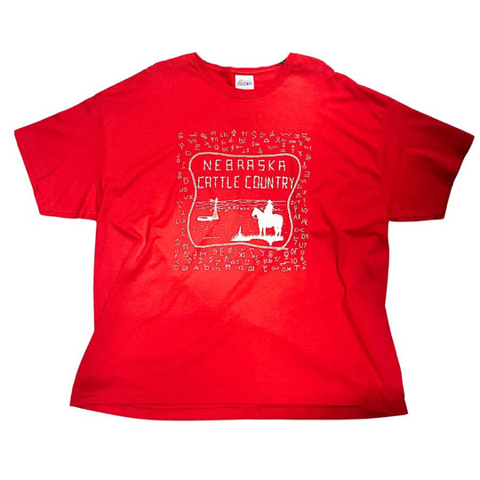 Nebraska Cattle Country Shirt | Red | T-Shirt For Cattle Rancher | Printed With Local Nebraska Cattle Brands | Light & Soft Material | Unisex