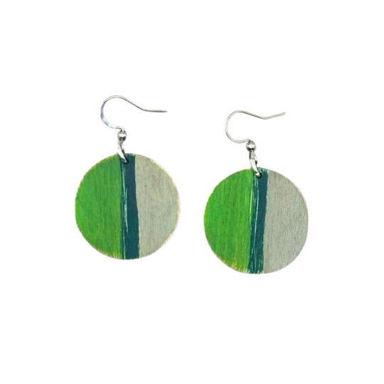 Green Shaded Earrings | Wooden Rounds | Kelly, Dark, & Sage Green | Cute & Stylish Earrings For Women | Add A Fun & Bright Charm To Any Outfit