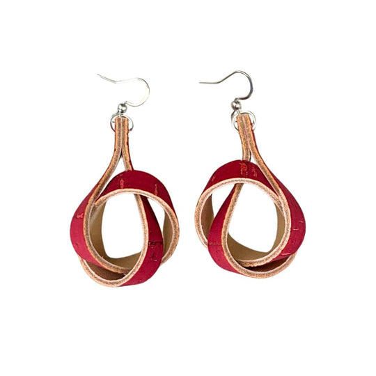 Red Cork Knotted Earrings | Fun & Funky | Lightweight | Spices Up Any Outfit | Trendy Asset | Uniquely Customized | Nebraska Jewelry | Hypo Allergenic