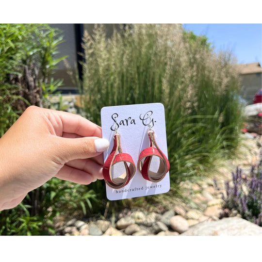 Red Cork Knotted Earrings | Fun & Funky | Lightweight | Spices Up Any Outfit | Trendy Asset | Uniquely Customized | Nebraska Jewelry | Hypo Allergenic