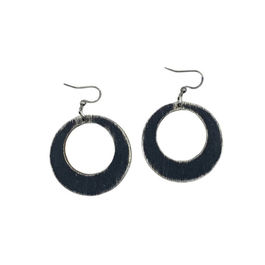 Black Wood Distressed Earrings | Pairs Cute With Any Outfit | Lightweight | 90's Edgy Look | Made In Nebraska | Hypo Allergenic | Top Selling Style