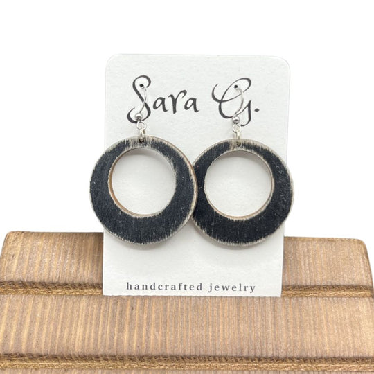 Black Wood Distressed Earrings | Pairs Cute With Any Outfit | Lightweight | 90's Edgy Look | Made In Nebraska | Hypo Allergenic | Top Selling Style