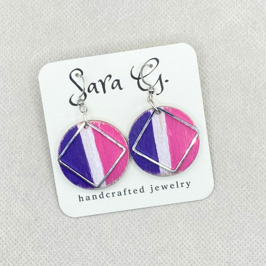 Summer Fun Hand Painted Round Earrings | Perfect For Winter Palettes | Cute Chic Earrings | Add Jazz To Any Outfit | Hypo Allergenic | Nebraska-Made