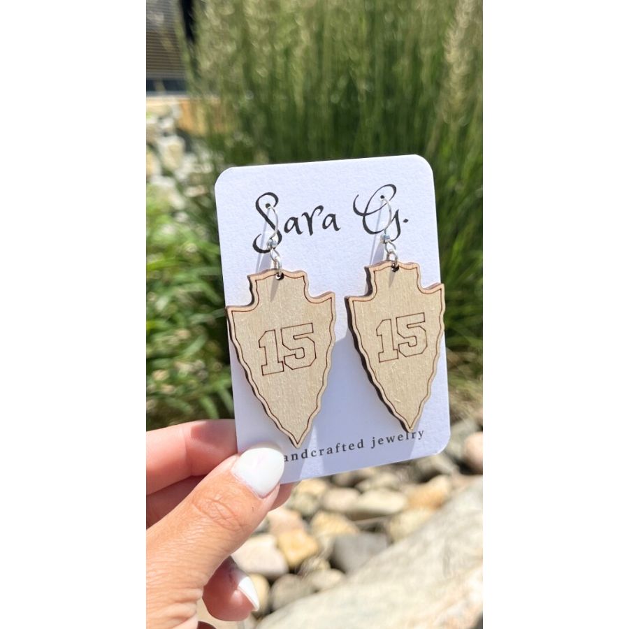 Kansas City #15 Earrings | Chiefs Earrings | Custom-Made | Cute & Stylish Game Day Accessory For Women | Hypo Allergenic | Made In The USA | Durable