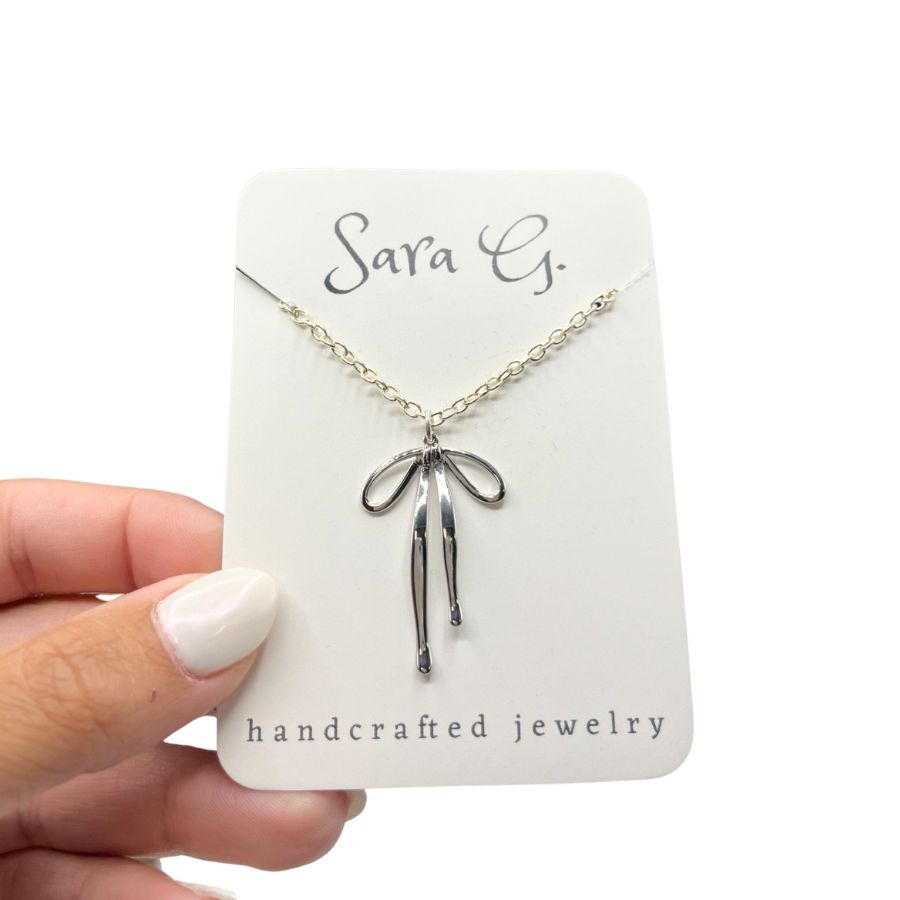 Silver Bow Necklace | Gold Chain | Cute & Simple Necklace For Women | Lightweight | Pairs Well With Any Outfit | Dress Up Or Down | Made In Nebraska