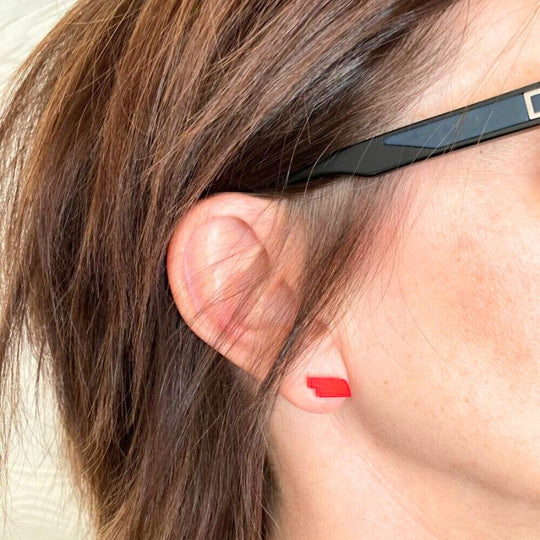 Nebraska Stud Earring | Red Acrylic Stud Earring | Lightweight Earring | Classy & Simple Earring | Handmade Jewelry | Sterling Silver