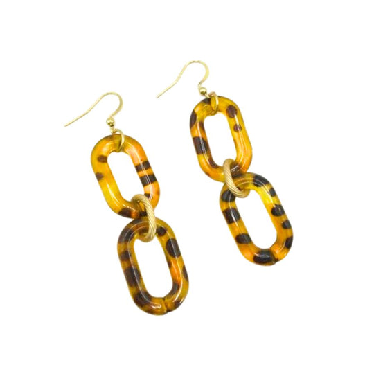 Dangly Acrylic Link Earrings | Wheat Color | For A Sophisticated, Bold Look | Elevate Your Outfit | Easy To Style | Perfect For Any Occasion & Outfit