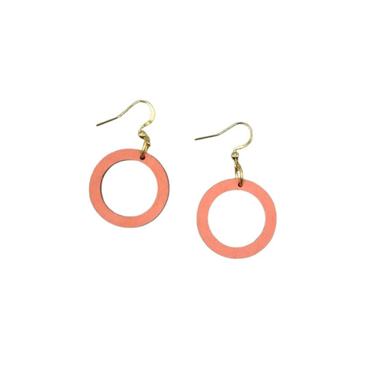 Salmon Painted Round Earrings | Classy & Simple Style | Perfect Addition To Spring Outfits | Nebraska-Made Jewelry | Minimal Look |