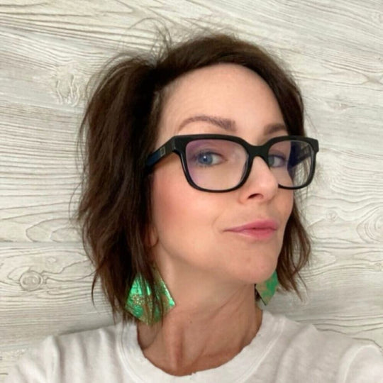 Leather Earrings With Splash Of Green Cork | Perfect For Concerts Or Girls Trips | Jazz Up Your Night Out Outfits | Lightweight | Made In Nebraska