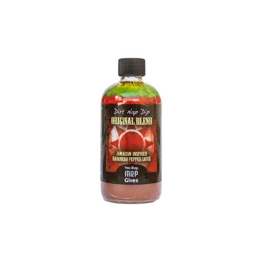 Dirt Nap Dip Original Blend Hot Sauce | 8 oz. Bottle | You Buy, We Give 100% | Nebraska Hot Sauce | Packed With Spice | Adds A Zing of Spicy Goodness | Traditionally Used on Chicken and Pork | Habanero-Infused Burn | Jamaican-Inspired Flavor