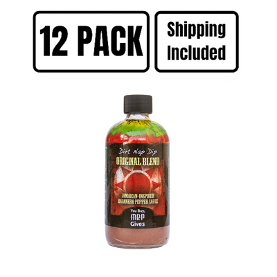 Original Blend Hot Sauce | 8 oz. Bottle | Dirt Nap Dip | You Buy, We Give 100% | Nebraska Hot Sauce | Packed With Heat | Add Zing To Every Meal | Habanero-Infused Burn | Jamaican-Inspired Flavor | Authentic Taste | 12 Pack | Shipping Included