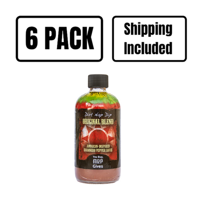 Hot Sauce | 8 oz. Bottle | Buy With A Purpose | Original Dirt Nap Dip | Spicy & Zingy | Traditionally Used on Chicken and Pork | Habanero-Infused Burn | Authentic Jamaican Flavor | Small Handcrafted Batches | 6 Pack | Shipping Included