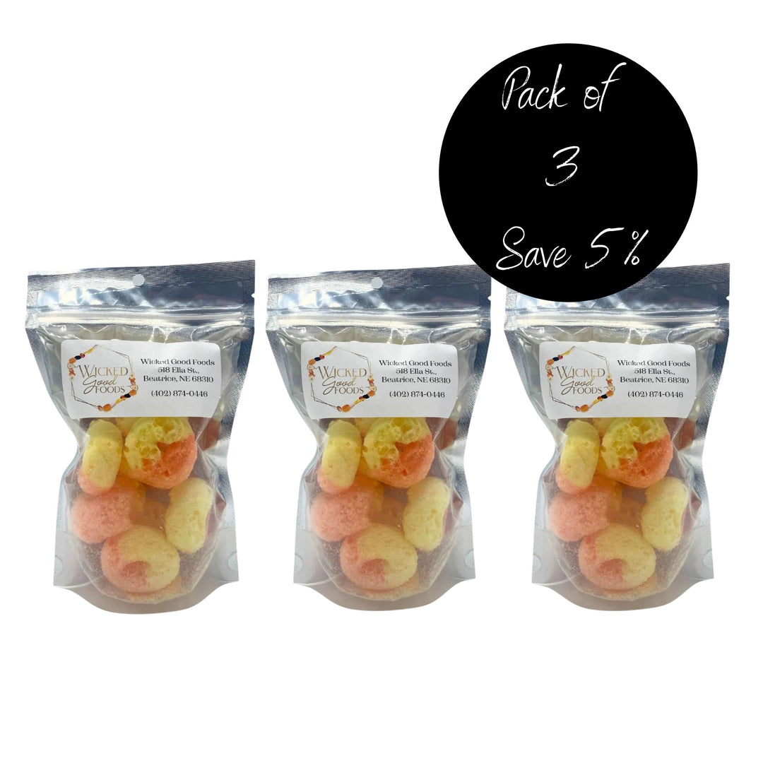 3 Pack of Freeze Dried Peach Rings