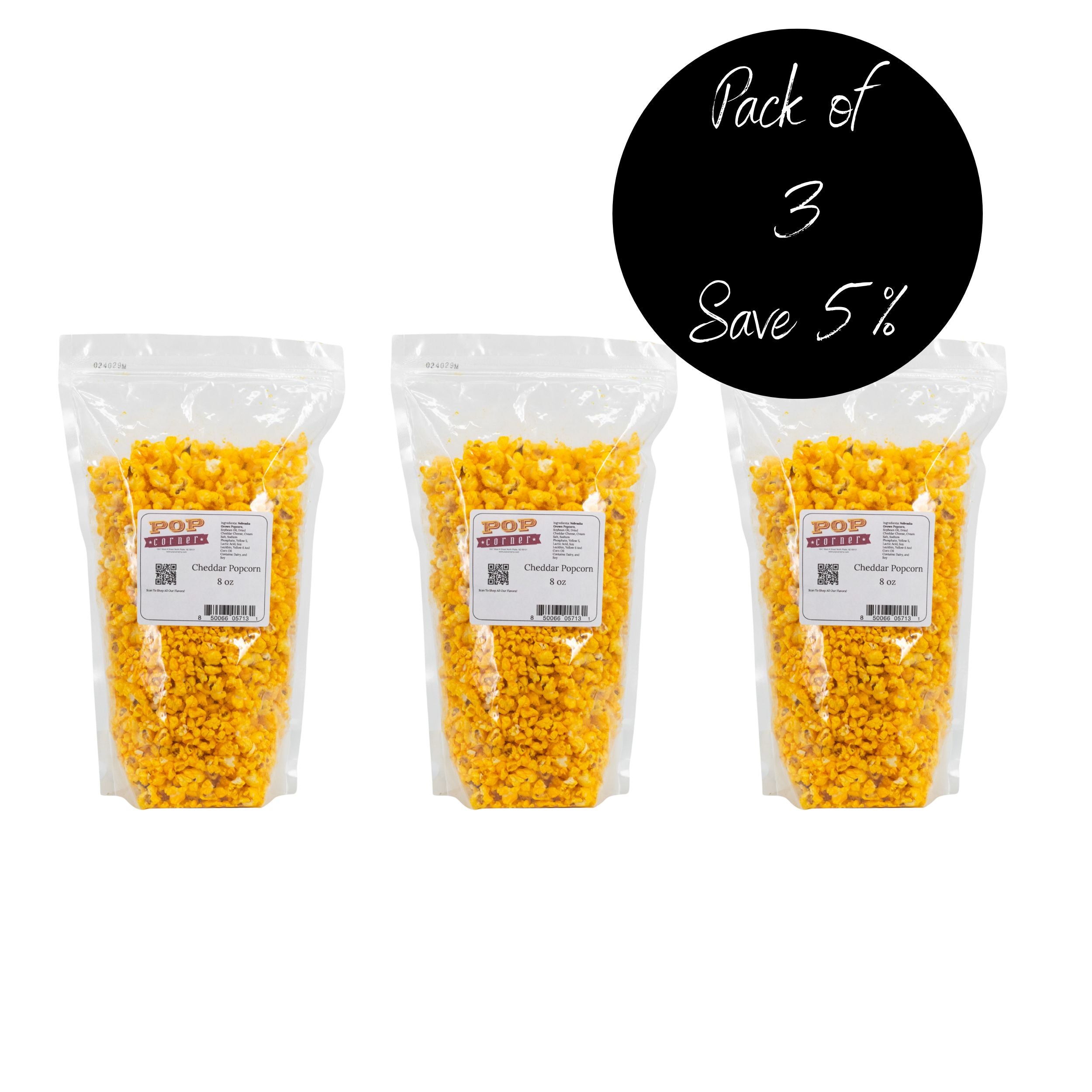 3 Pack of 8 oz. Cheddar Popcorn 