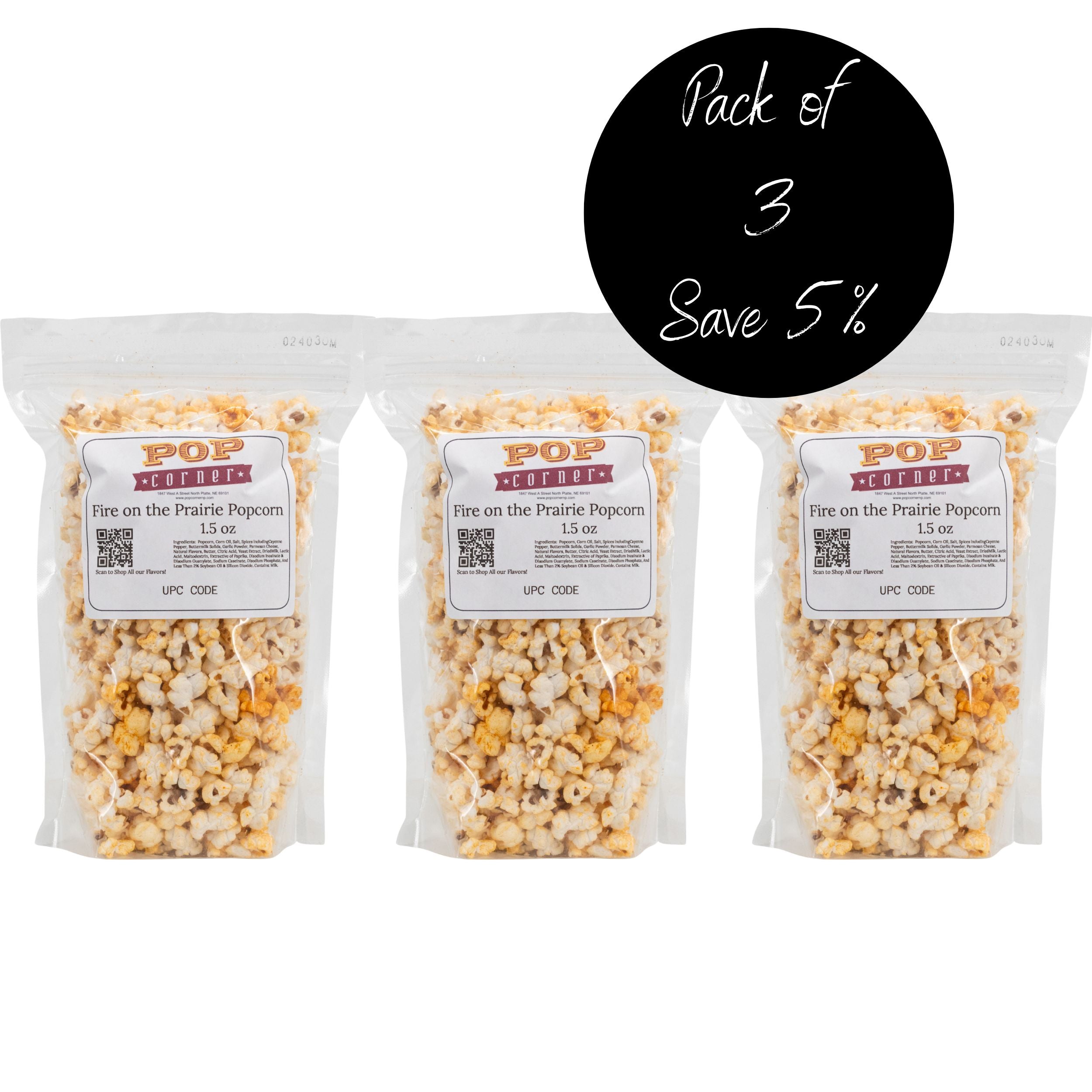 3 Pack of Fire on the Prairie Popcorn 