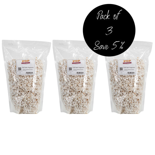 Full Salt Popcorn | 7 oz. | 3 Pack | Pre-Popped, Ready to Eat | Locally Sourced | Pop Corner | Made in North Platte, NE