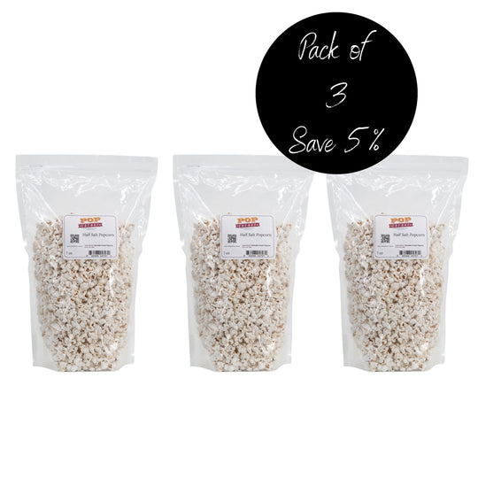 Half Salt Popcorn | 7 oz. | 3 Pack | Light Salt Coating |  Locally Sourced | Pop Corner | Made in North Platte, NE