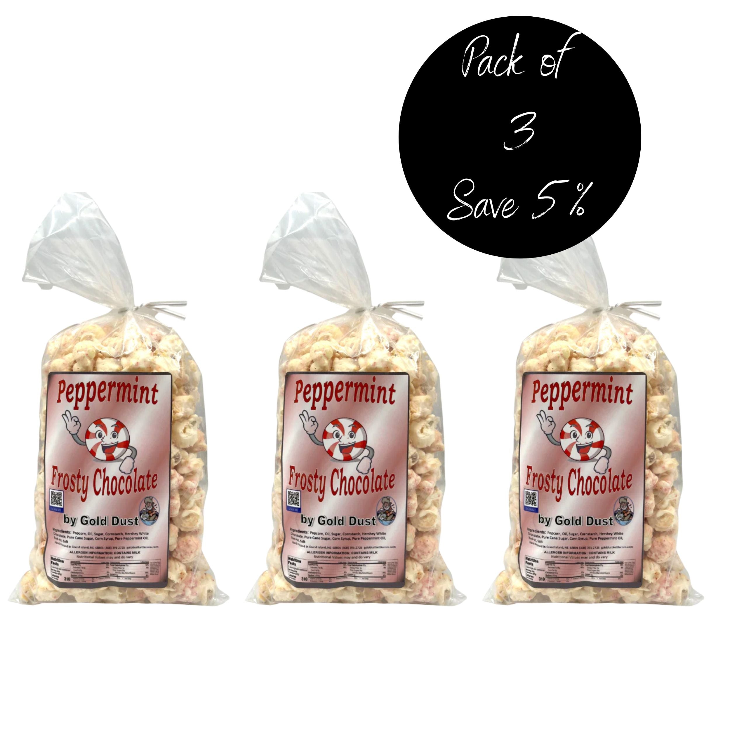 3 Pack of Peppermint Chocolate Popcorn