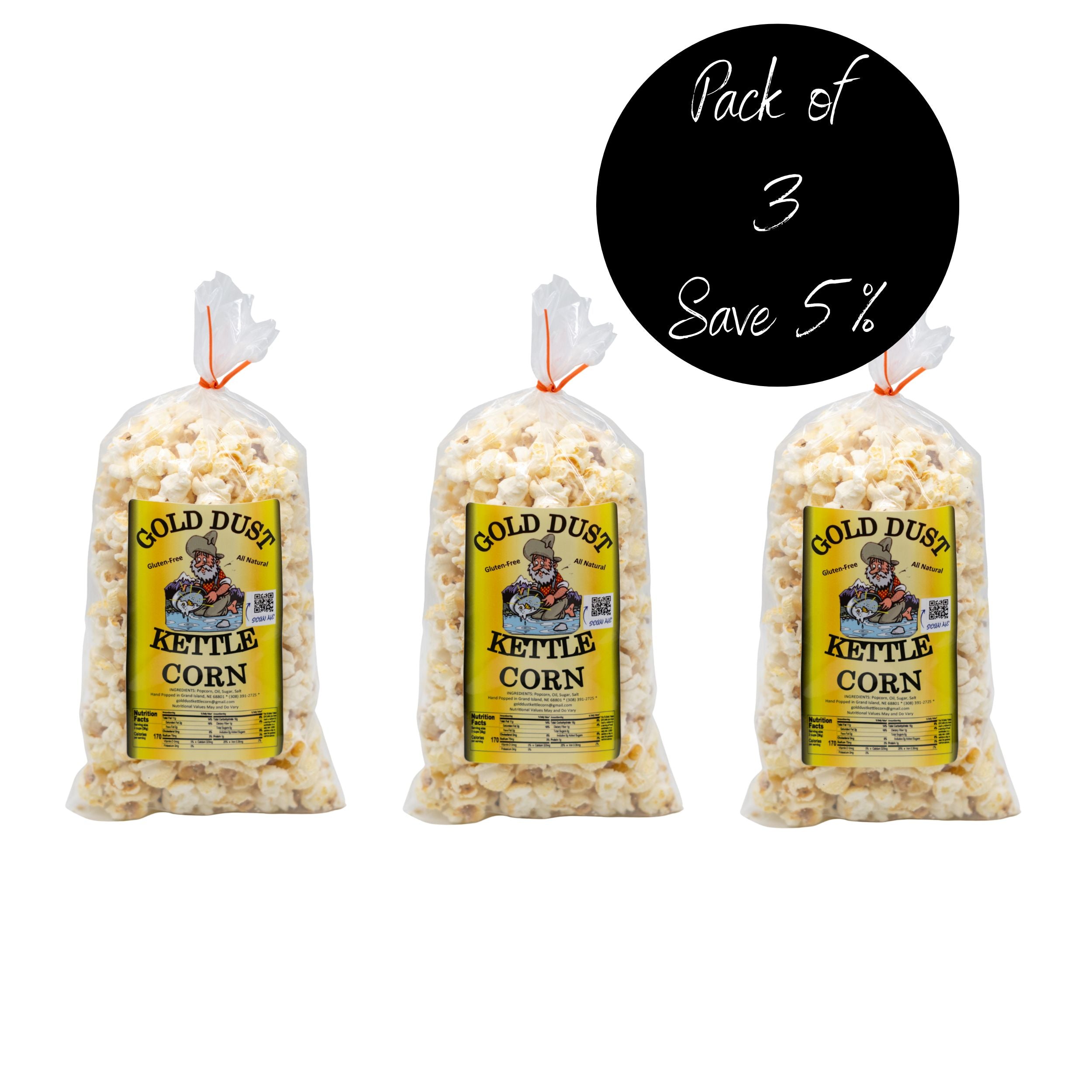 3 Pack of 2.5 oz. Kettle Corn