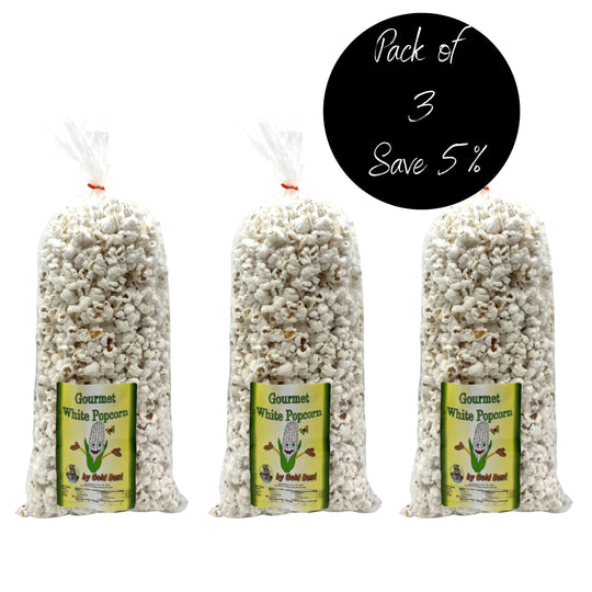 White Butterfly Popped Popcorn | 7 oz. | Gourmet | Lightly Salted | 3 Pack | Gold Dust Kettle Corn