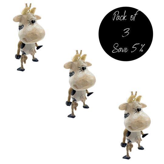 Pack of 3, Milk Cow Ornaments