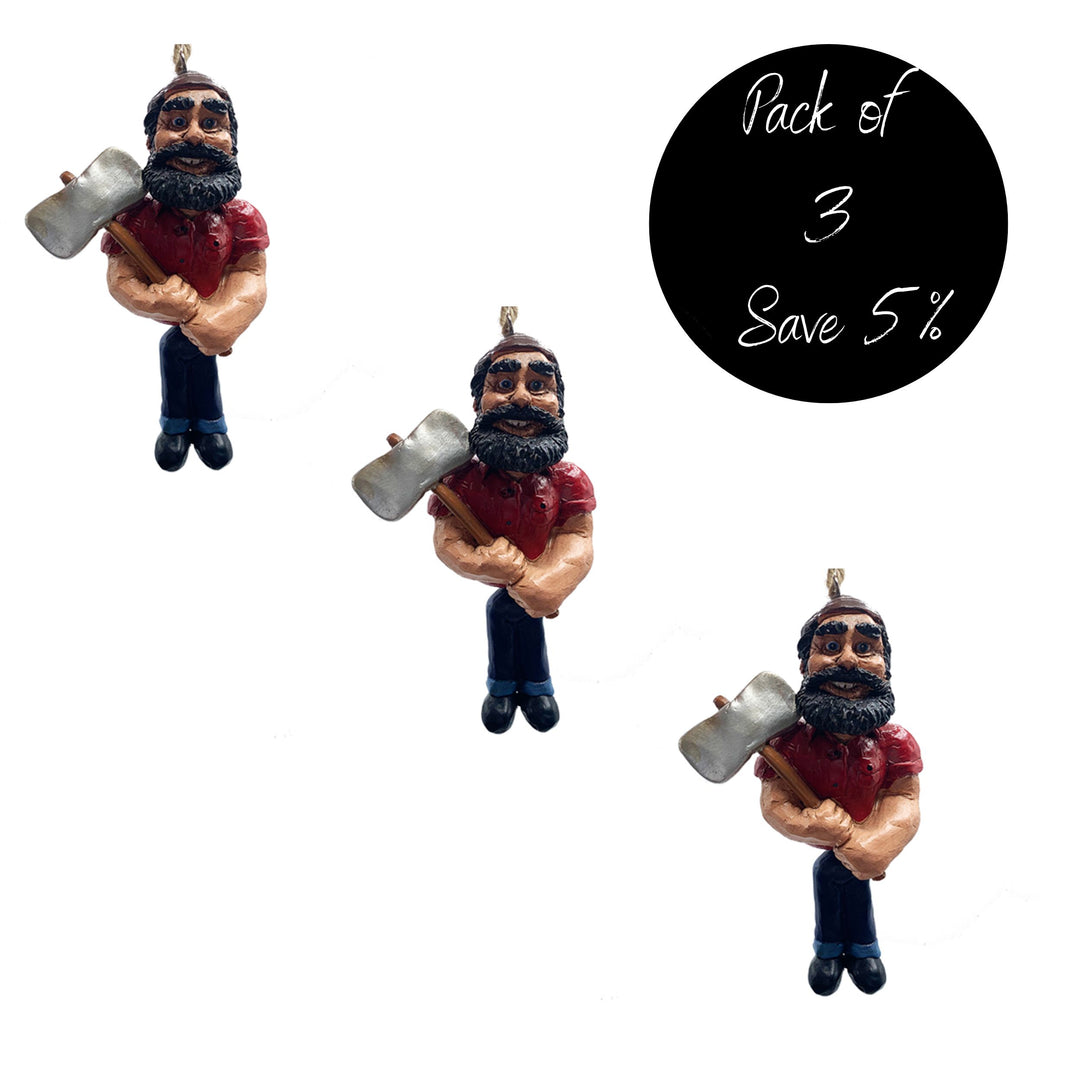 Pack of 3, Paul Bunyan Ornament