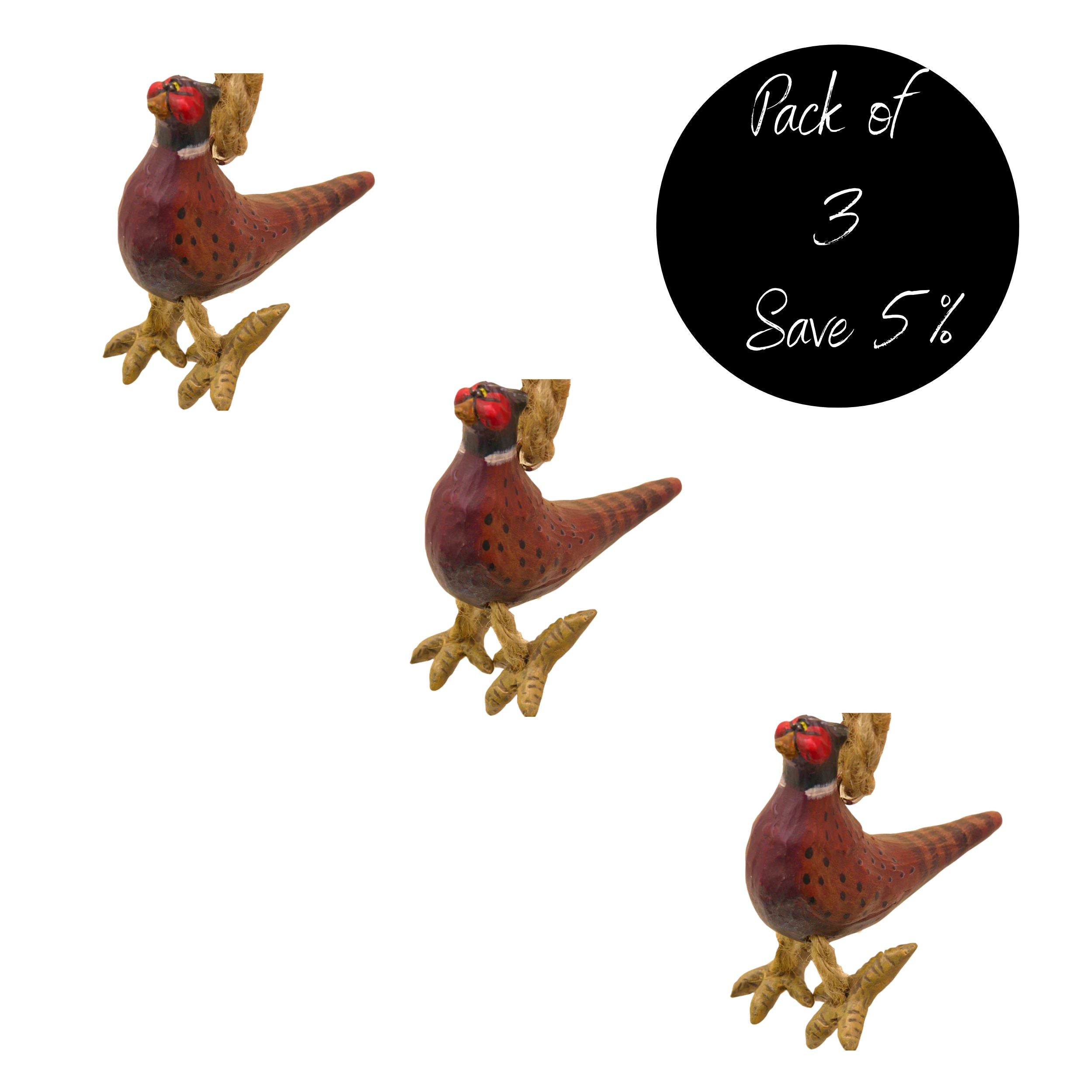 Pack of 3, Pheasant Ornament