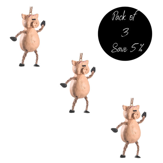 Pack of 3, Pig Ornament