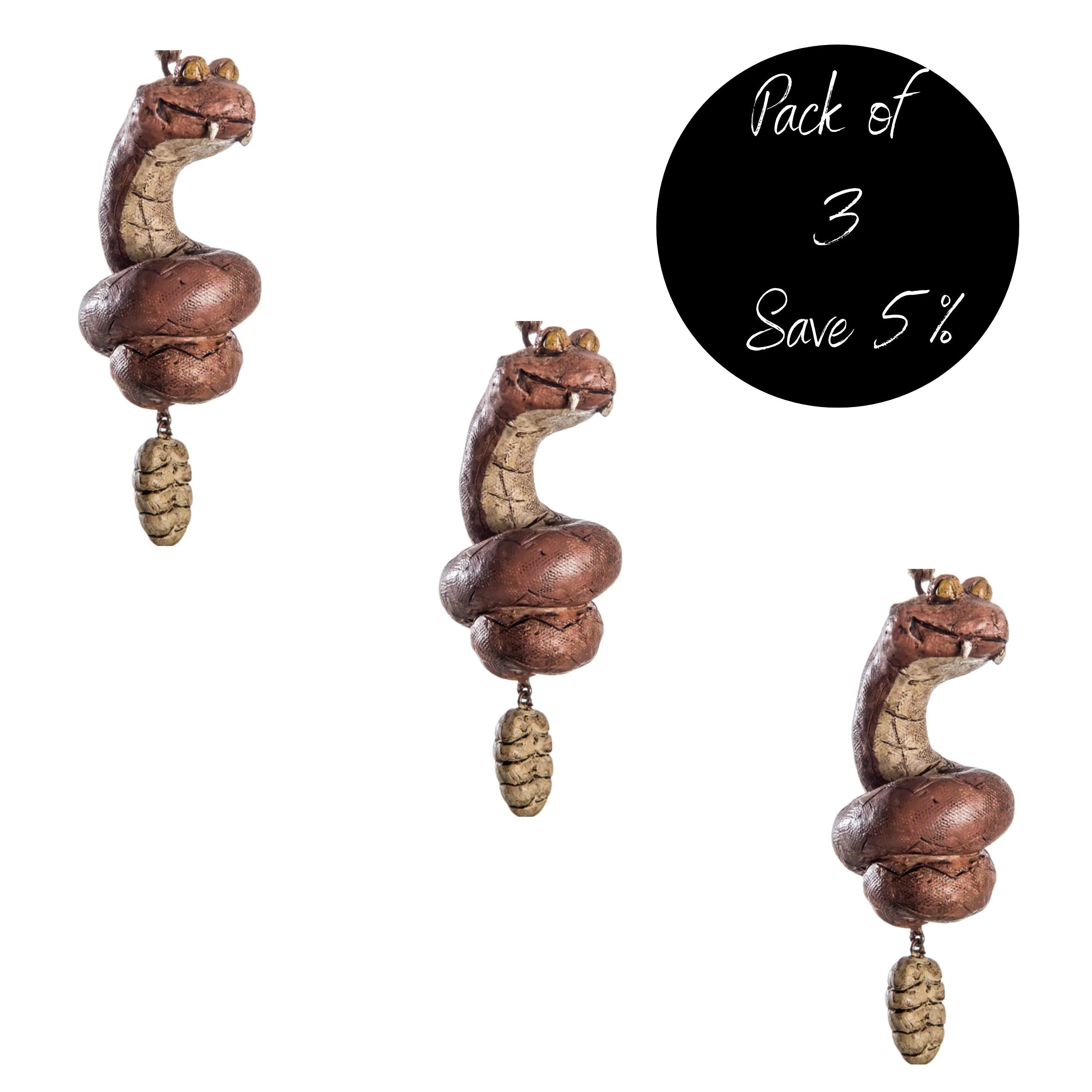 Pack of 3, Rattlesnake Ornament