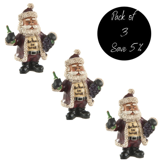 Pack of 3, Santa with wine ornament