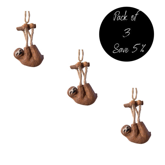 Sloth Ornament | Pack of 3 | Great Gift For Sloth Lover | Add A Fun, Unique Charm To Your Tree | Made in Lincoln, NE | Bert Anderson Collection