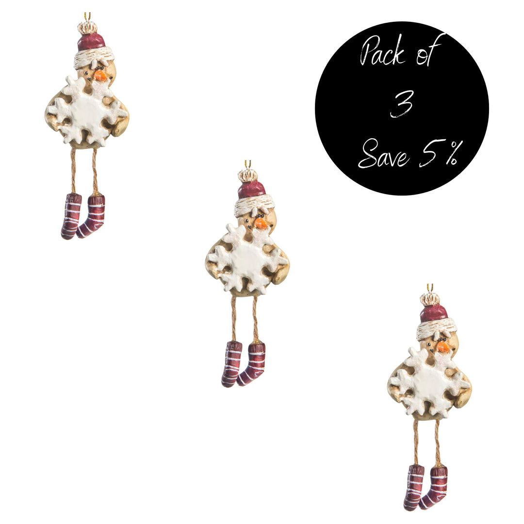 Snowman with snowflake ornament, 3 pack 