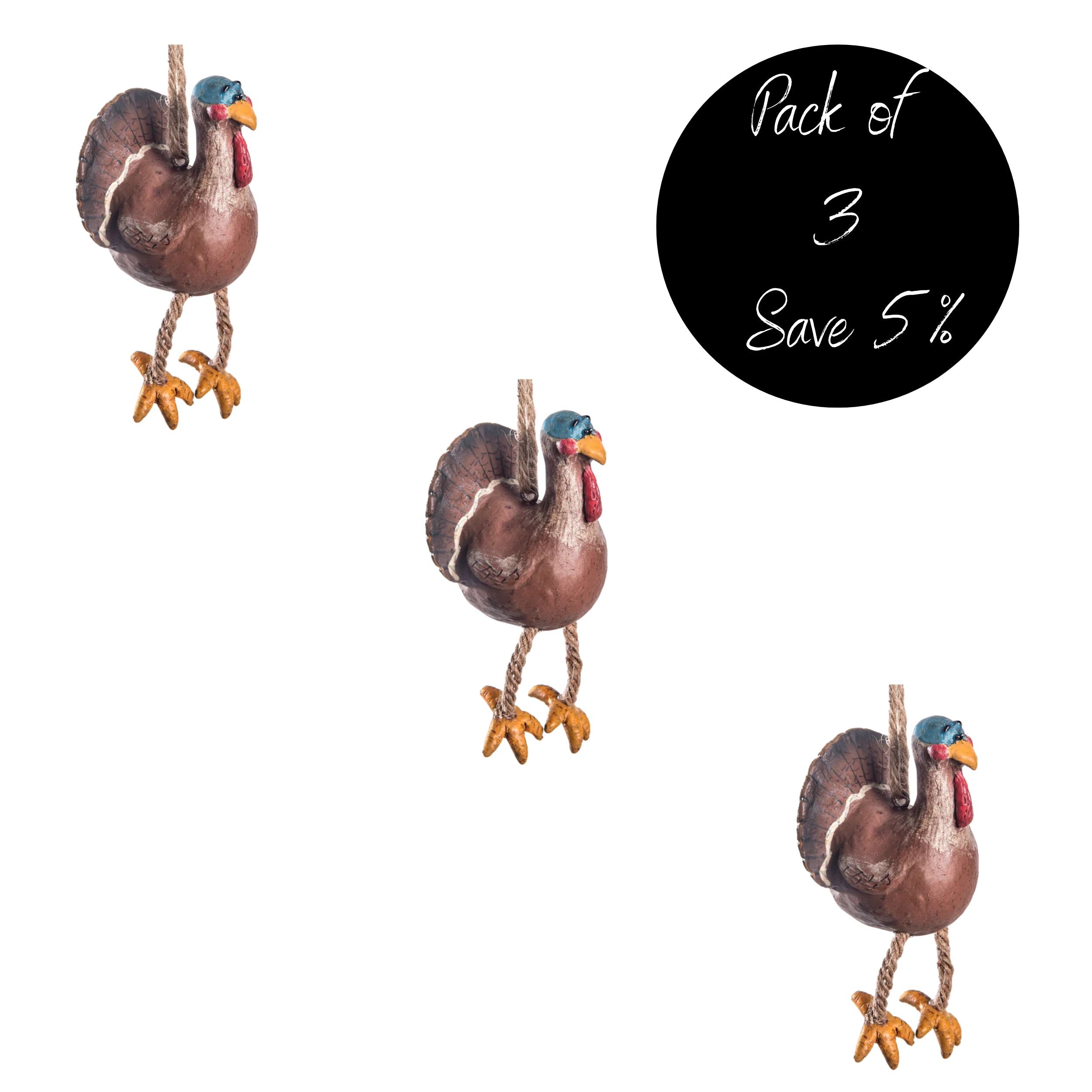 Pack of 3 Turkey Ornaments