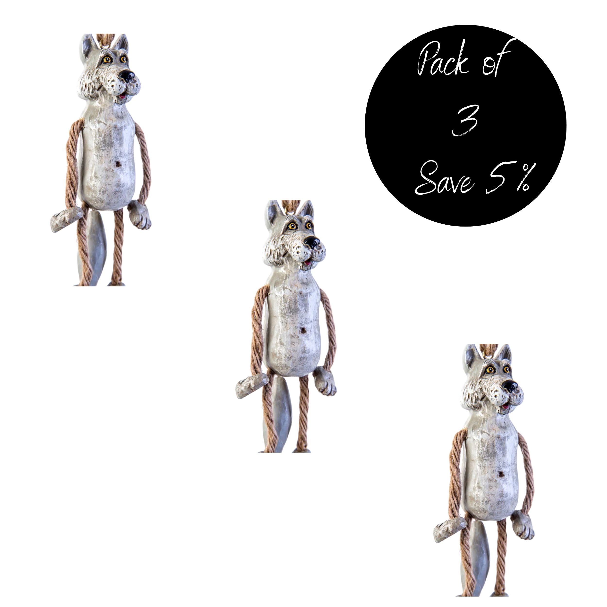 Pack of 3, Wolf Ornaments