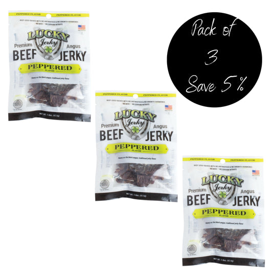 Black Pepper Beef Jerky | 1.5 oz. Bag | Pack of 3 | Premium Beef Jerky | Made in Holdrege, NE | Nebraska Star Beef