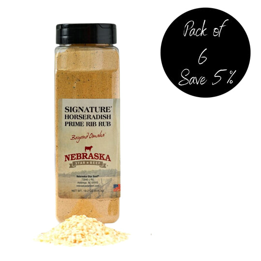 Horseradish Prime Rib Rub | 19.2 oz. | Pack of 6 | Adds Perfect Accent To Steak | Made in Holdrege, NE | Nebraska Star Beef