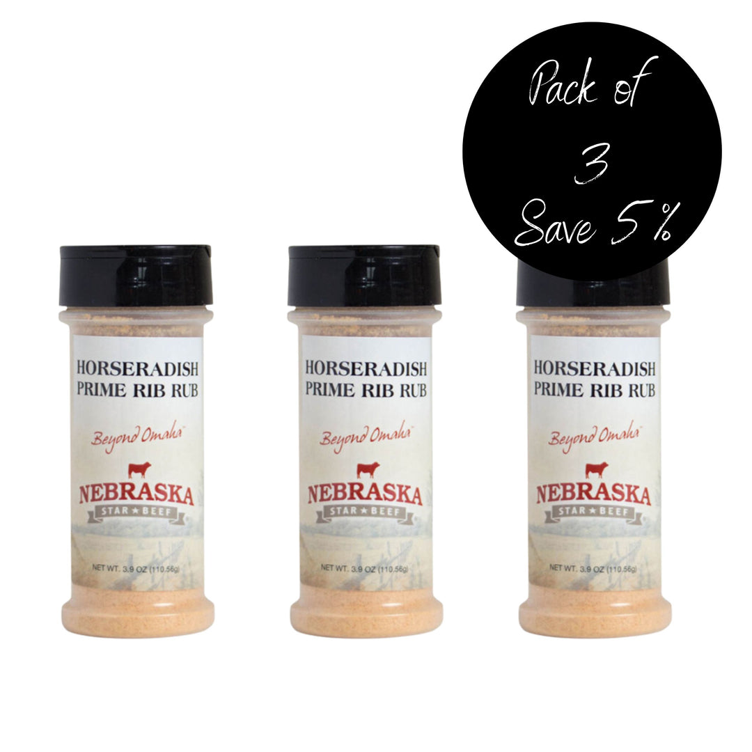 Horseradish Prime Rib Rub | 3.9 oz. Bottle | Pack of 3 | Premium Steak Seasoning | Made in Holdrege, NE | Nebraska Star Beef