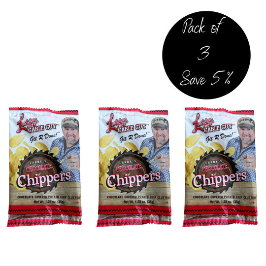 Chocolate Covered Potato Chip | 1.25 oz. | Larry The Cable Guy Chocolate Chippers | 3 Pack