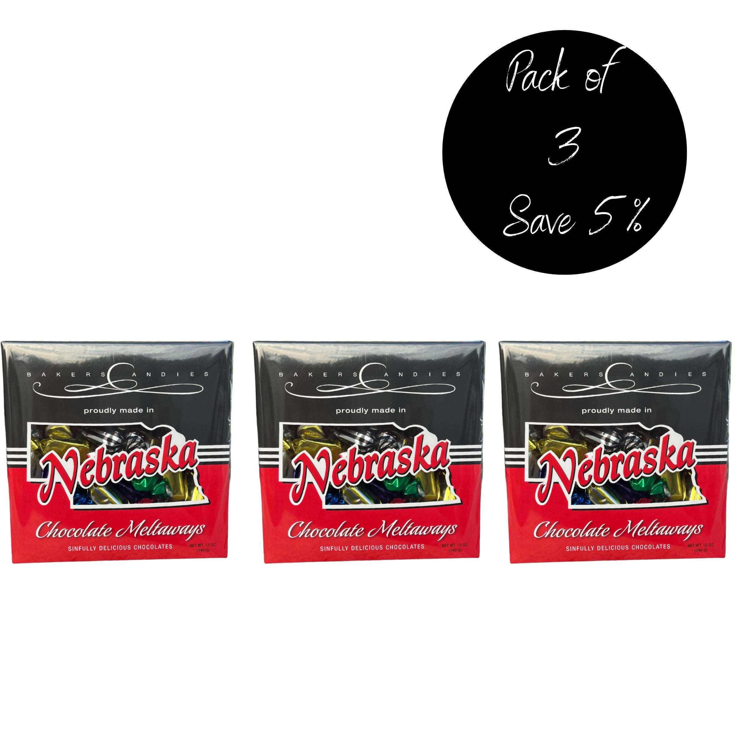 3 Pack of Nebraska Chocolate Meltaways