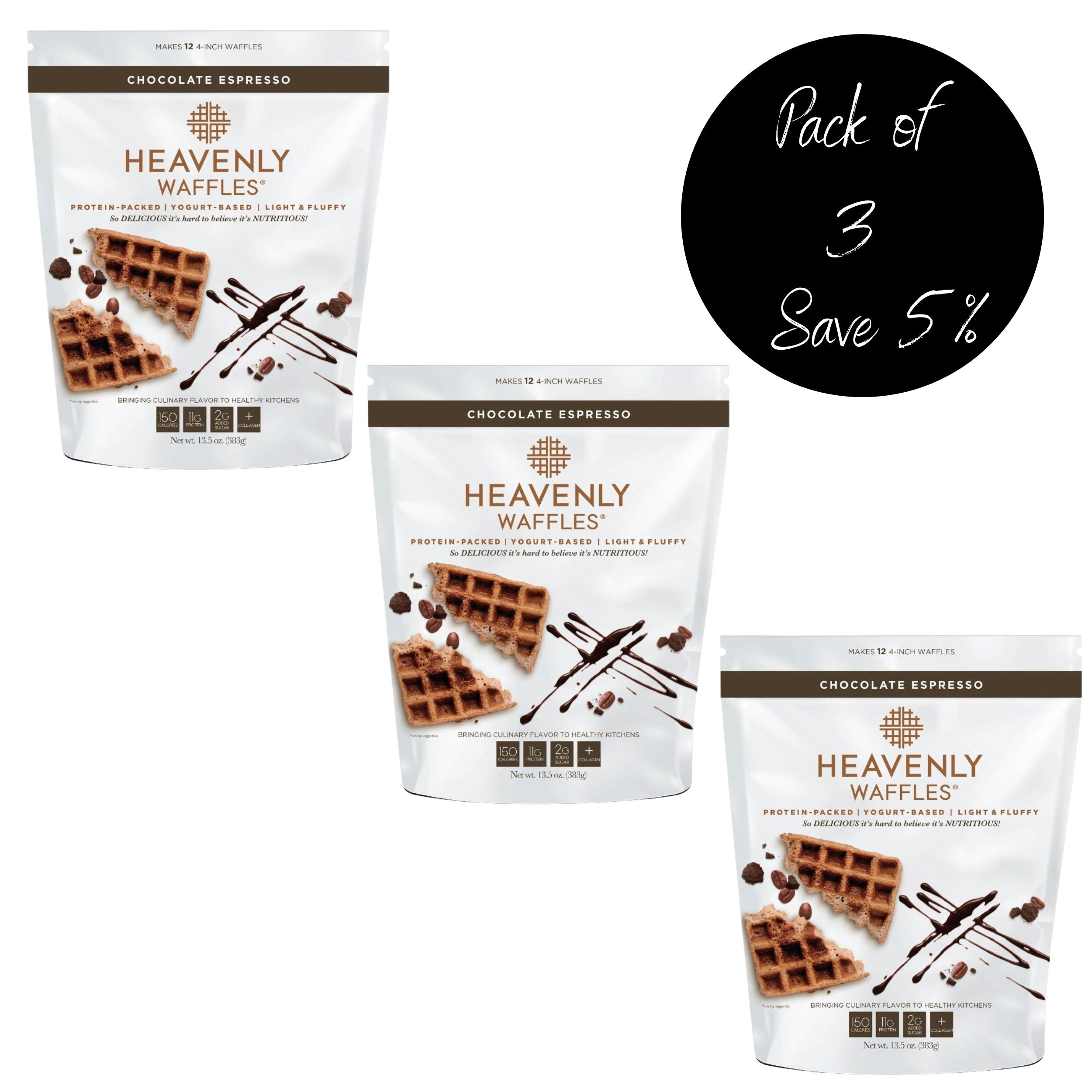 Pack of 3, Chocolate Espresso Waffles