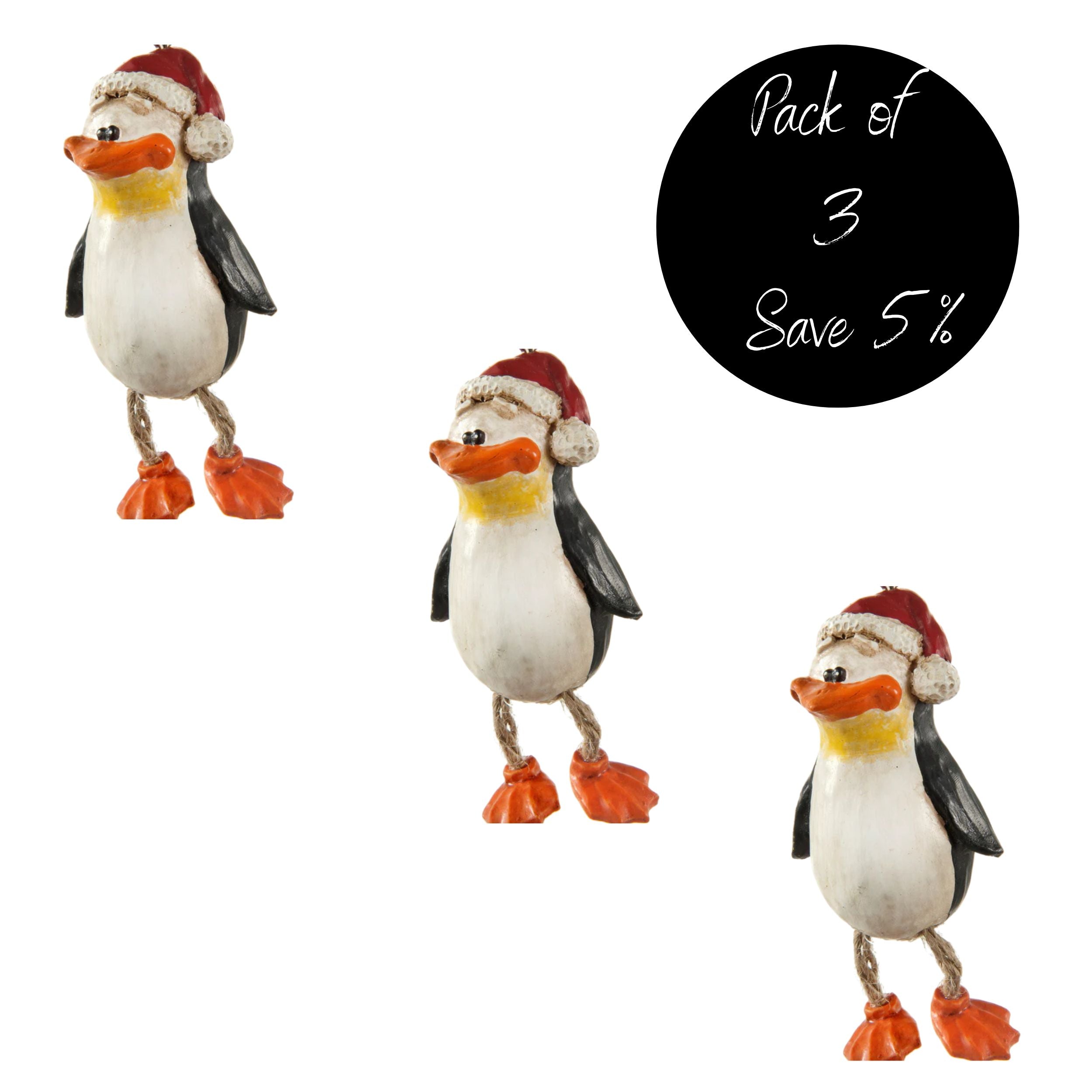 Pack of 3 Santa Penguin Ornaments