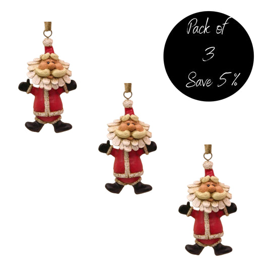 Santa With Arms Out Decoration, Pack of 3