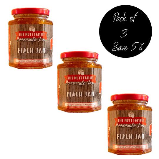 Peach Jam | 9 oz. Jar | Pack of 3 | Fruit Spread | Made with Fresh Peaches | Made in Ravenna, NE | Nutt Family Jams and Jellies