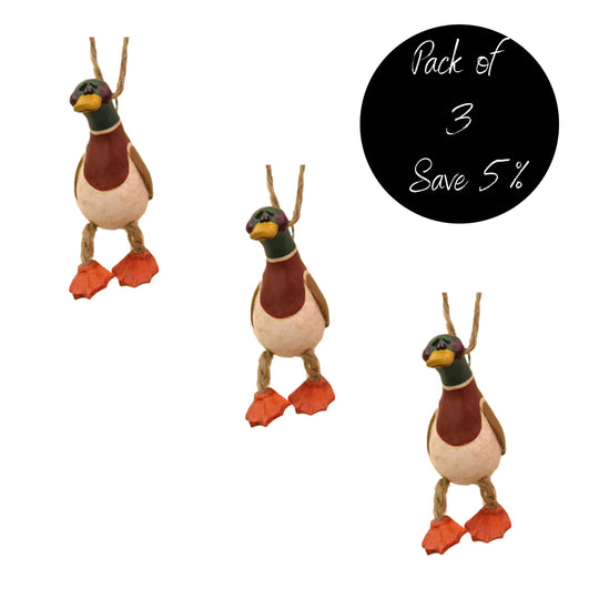 Pack of 3, Duck Ornament