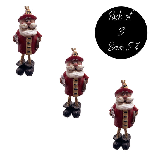 Fireman Santa Ornament, Pack of 3