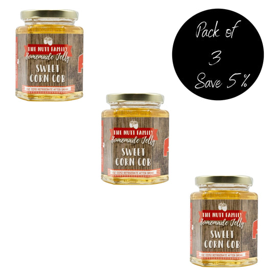 Sweet Corn Cob Jelly | 9 oz. Jar | Pack of 3 | Fresh, Buttery Corn | Savory & Sweet Flavor | Made in Ravenna, NE | Nutt Family Jams & Jellies