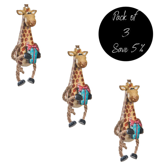 Pack of 3 Giraffe with Present Ornaments