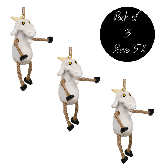 Goat Ornament | Pack of 3 | Farmyard Decoration | Rustic, Unique Charm | Made in Lincoln, NE | Bert Anderson Collection